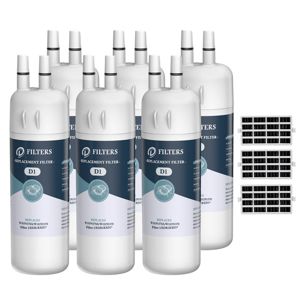 EDR1RXD1 W10295370A 9081 Refrigerator Water Filter with Air Filter by DFilters 6pk