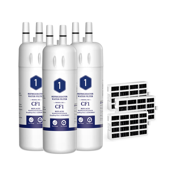 EDR1RXD1 W10295370A 9081 Compatible Refrigerator Water Filter with Air Filter 3pk
